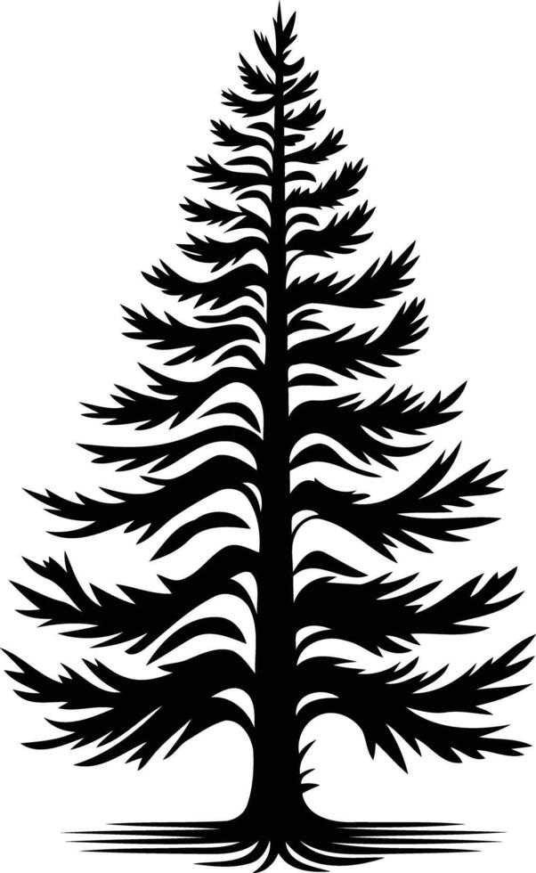 A black and white silhouette of a pine tree vector