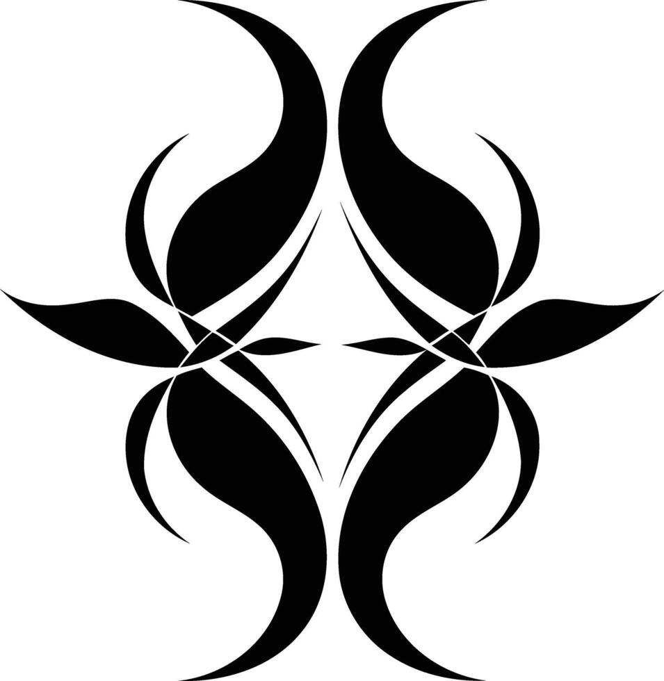 A black and white design with two stylized leaves vector