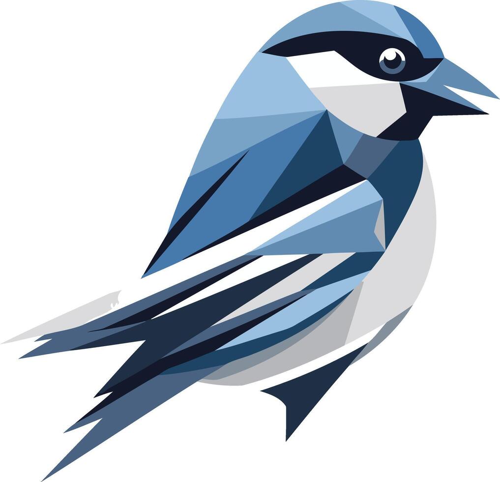 A blue bird with a black beak and white feathers vector