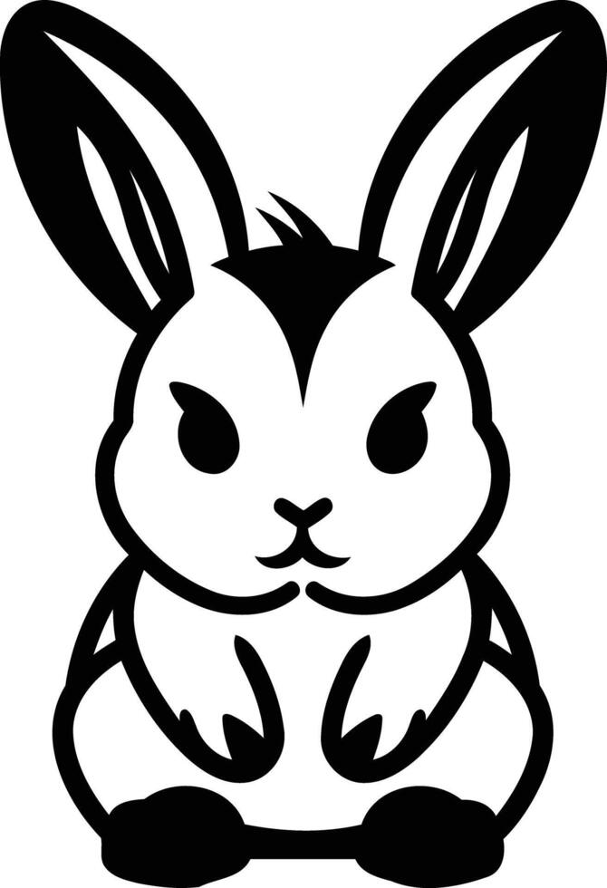 A black and white bunny with a white background vector