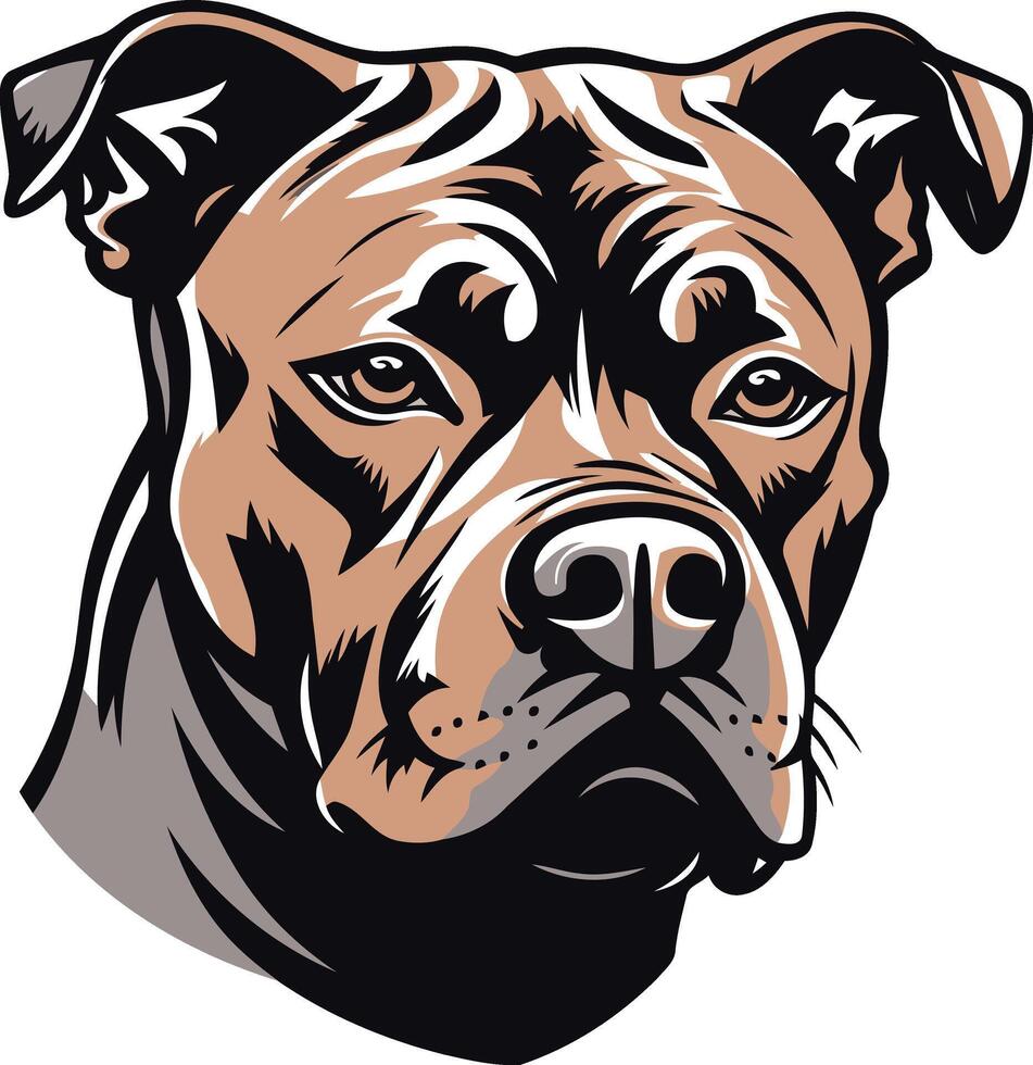 The head of a pit bull dog is shown on a white background vector