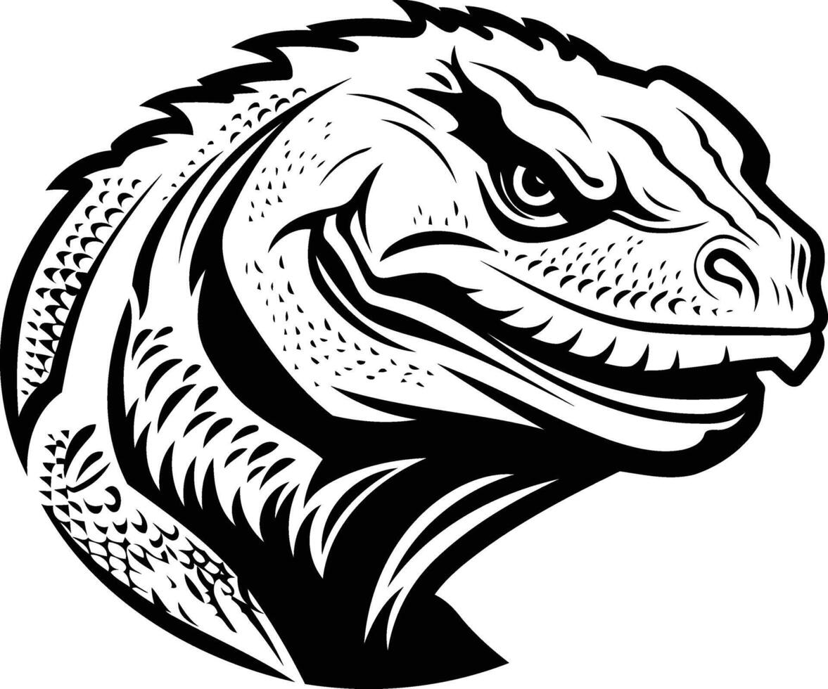 An iguana head with a black and white design vector