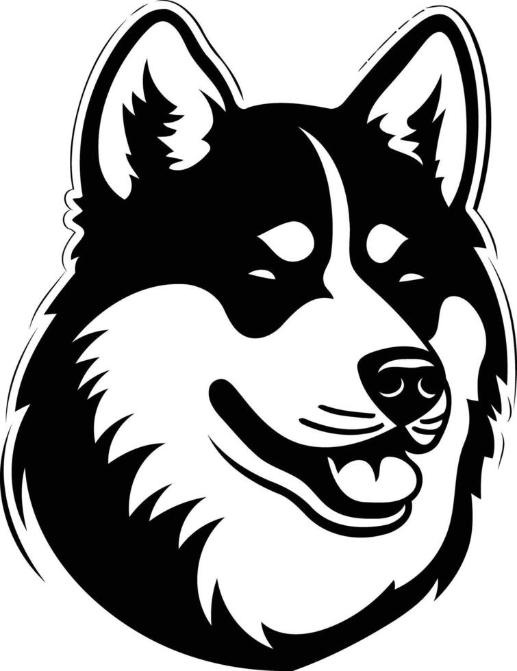 A black and white dog head with a smile vector