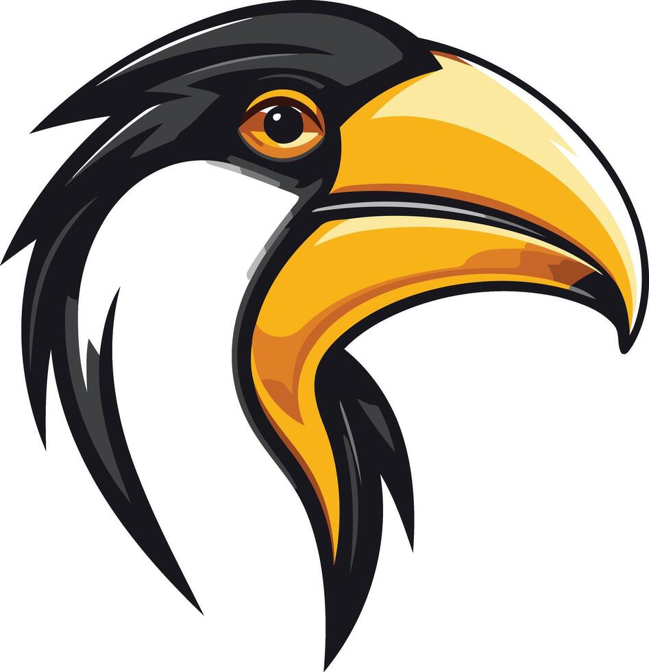 The head of a black and yellow bird vector