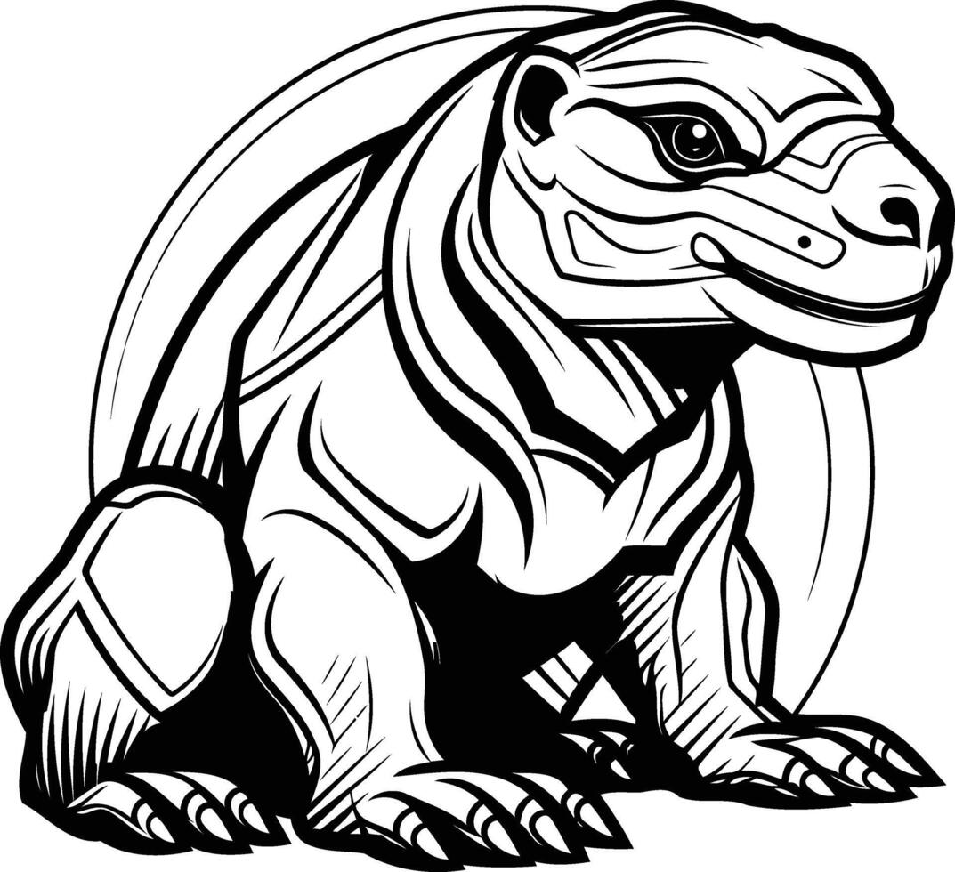 An illustration of a large lizard with a tribal design vector