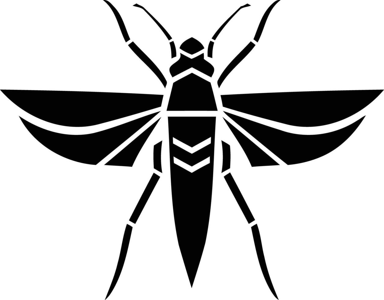 A black and white insect silhouette vector
