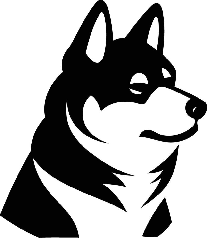 A black and white dog head with a white background vector