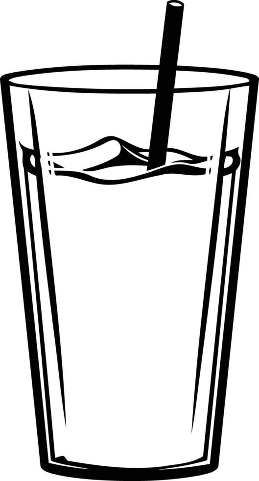A glass of water with a straw in it vector