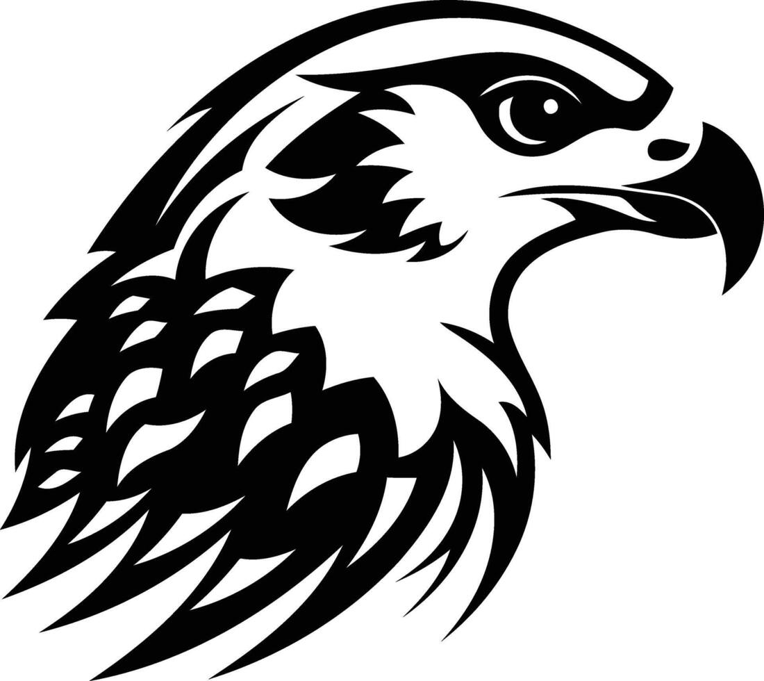 An eagle head with black and white feathers vector