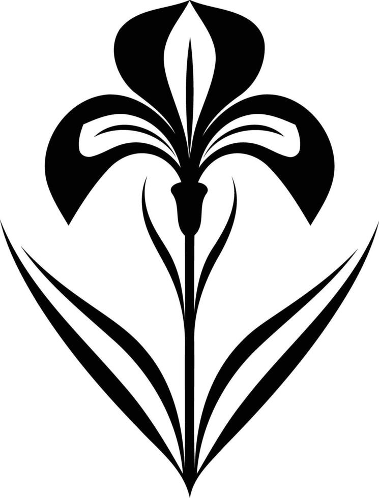 A black and white flower with leaves vector