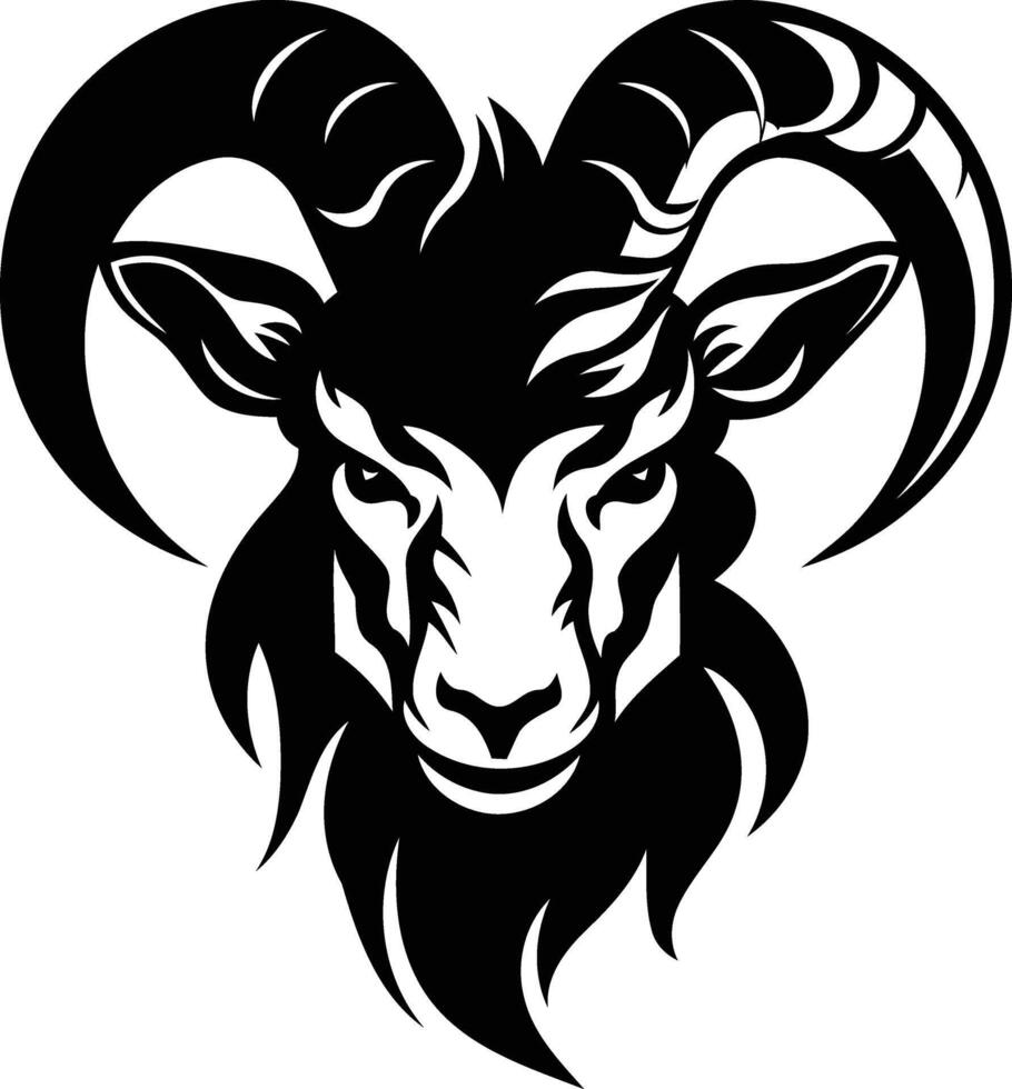 A black and white goat head with horns vector
