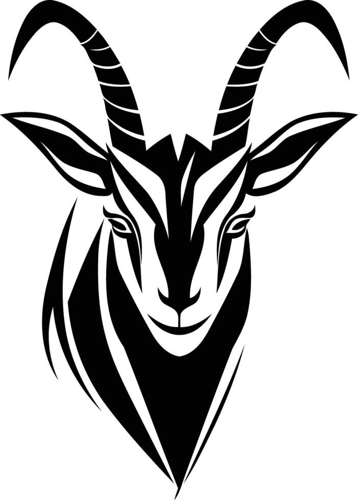 Goat head silhouette on white background vector