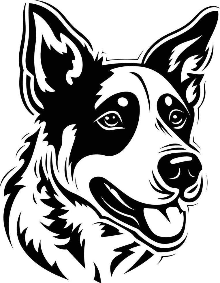 A black and white drawing of a dog's head vector