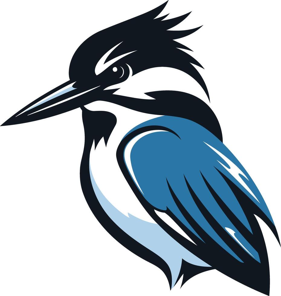 A blue and black bird with a long beak vector
