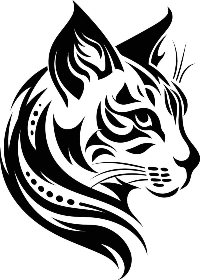 A cat head with tribal design on it vector