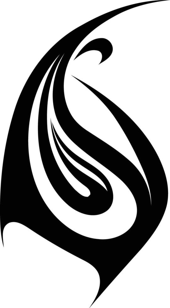 A black and white logo of a wave vector