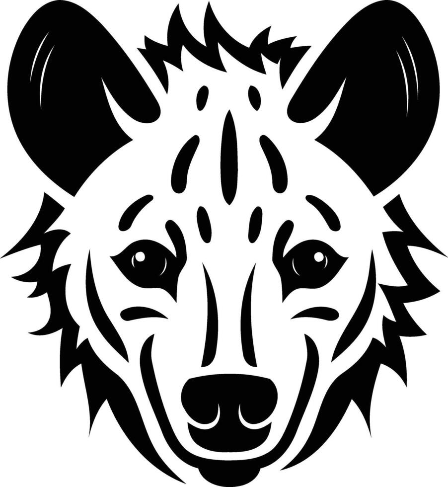 A black and white hyena head with a black outline vector