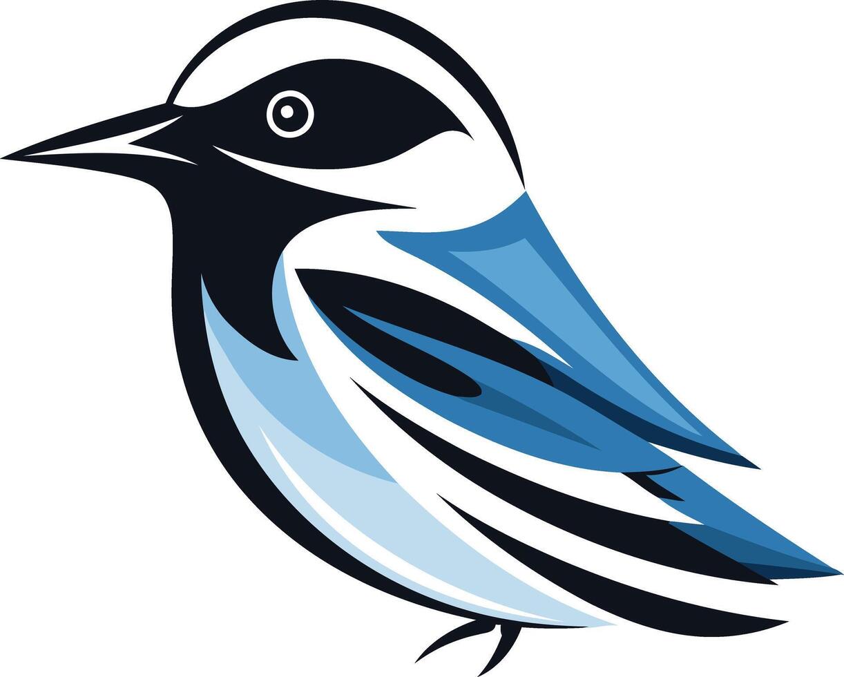 A blue and black bird with a white background vector