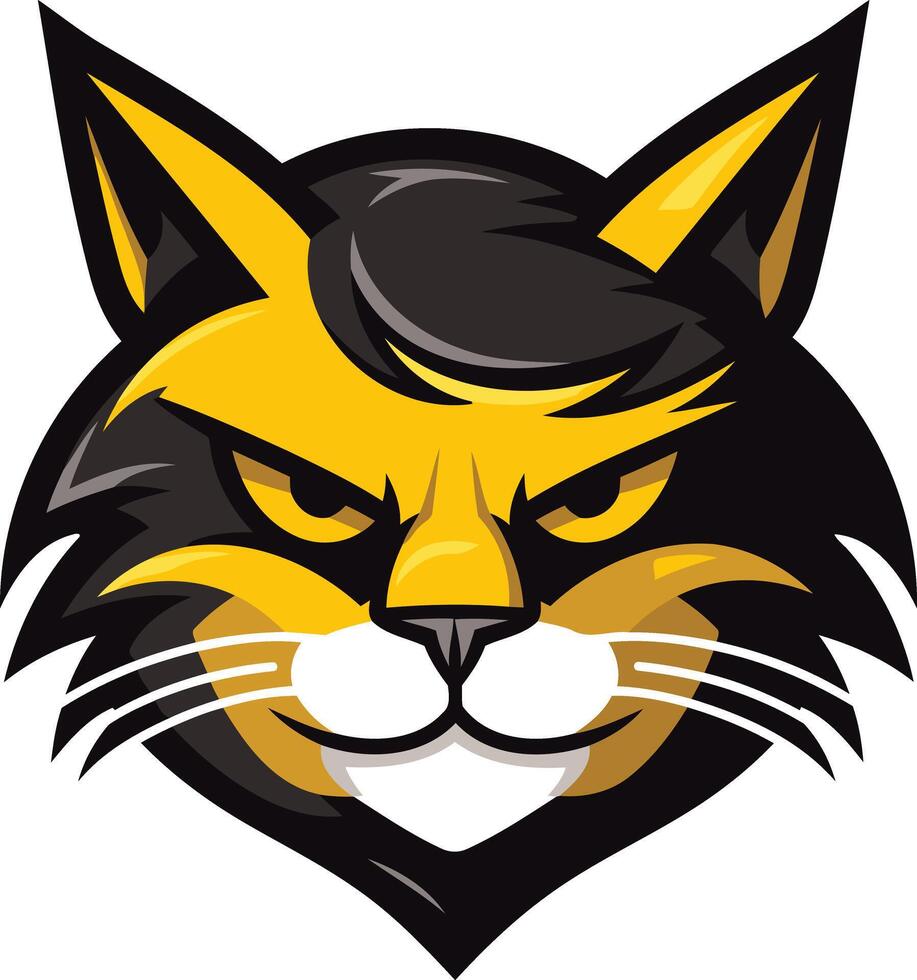 The head of a black and yellow cat vector