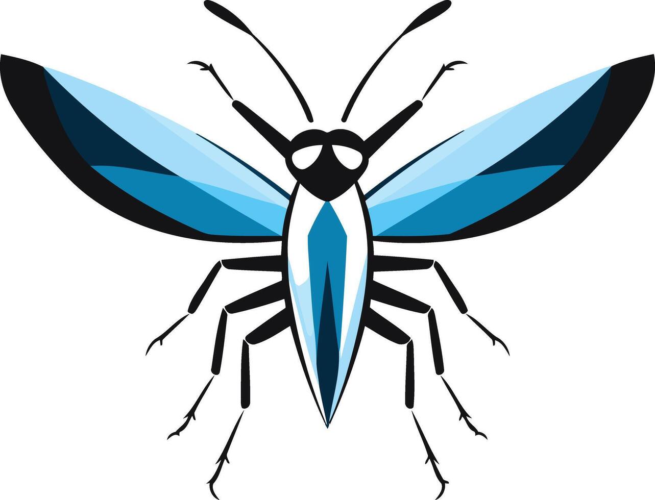 A blue bug with black wings and black legs vector