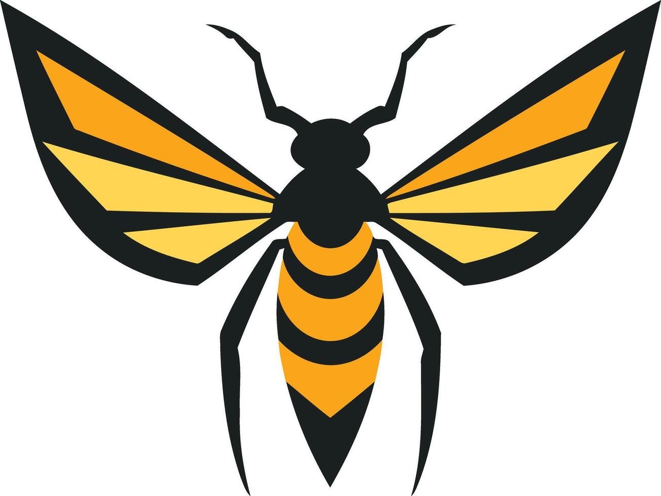 A black and yellow insect with wings vector