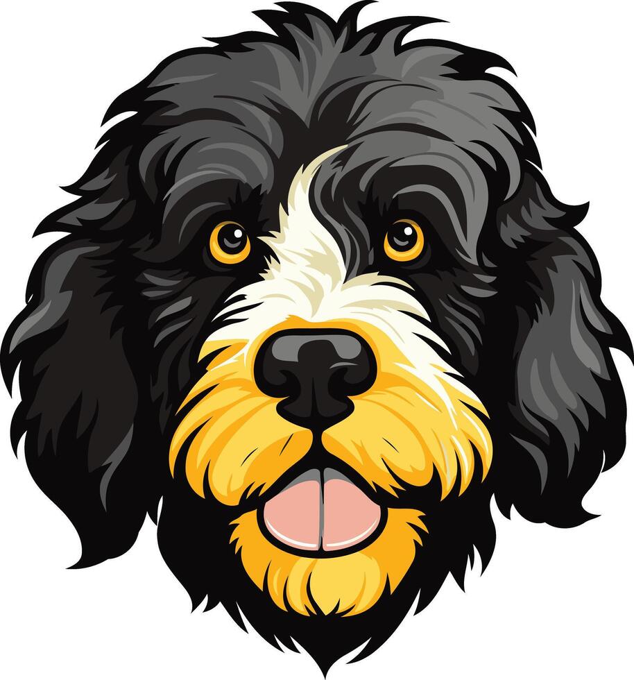 A black and yellow dog head vector
