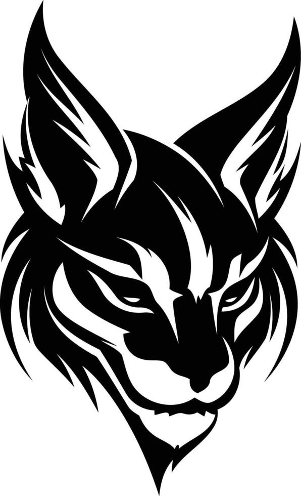 A black and white wolf head with a large tail vector