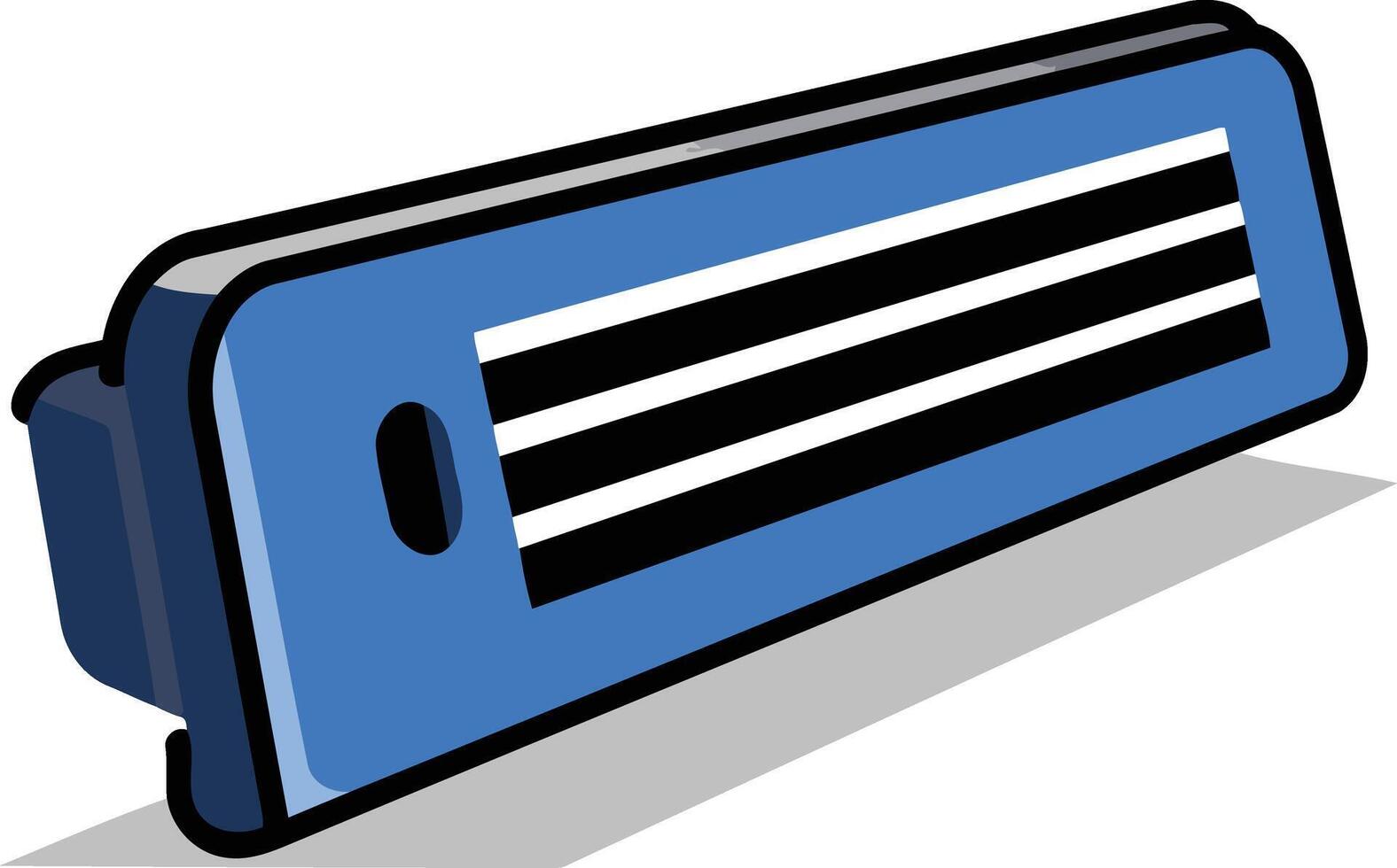 A blue and black device with a black stripe vector