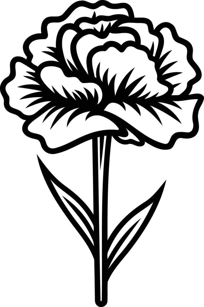 A black and white flower with leaves vector
