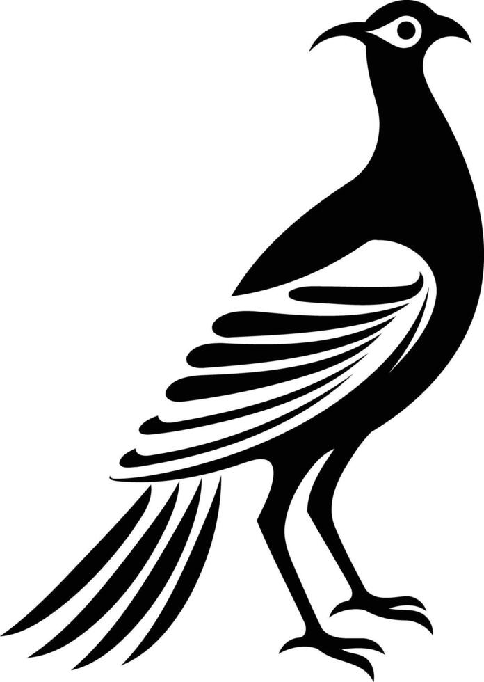 A black and white silhouette of a bird vector