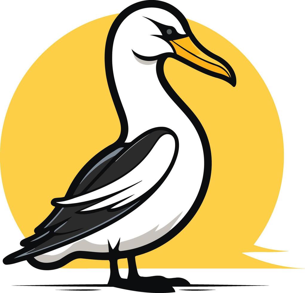 A cartoon bird standing on a yellow background vector