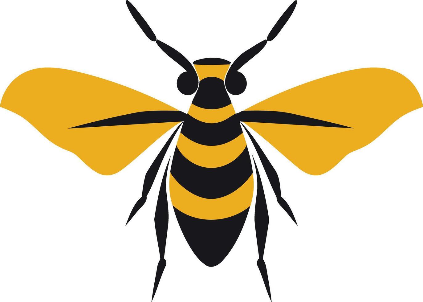 A yellow and black bee with black wings vector