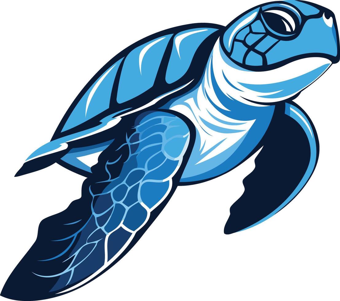 A blue sea turtle mascot vector