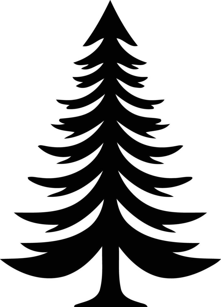 A black and white silhouette of a pine tree vector