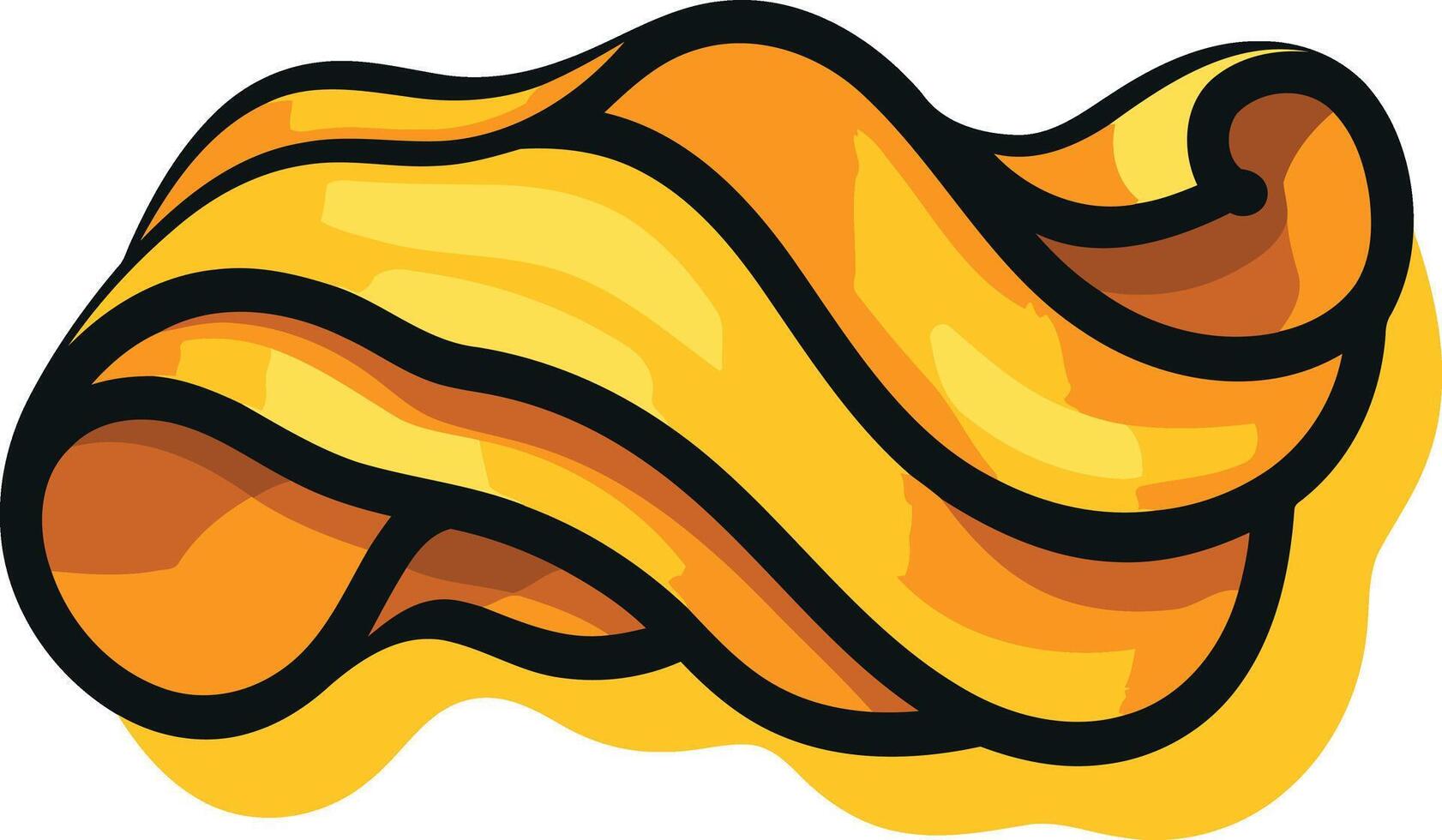 A cartoon image of a wavy piece of bacon vector
