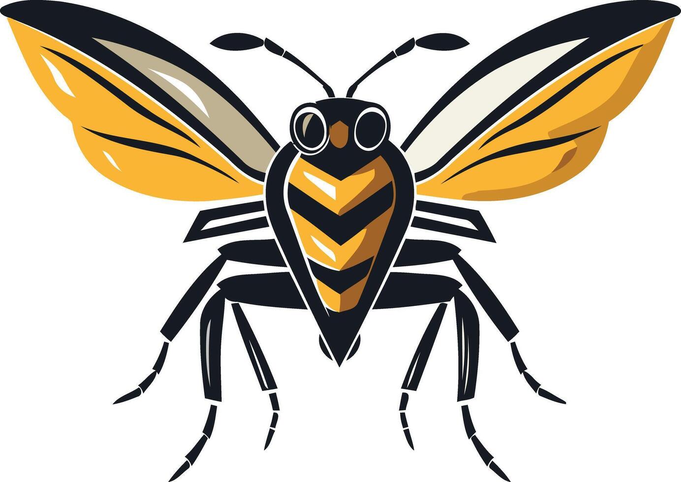 A black and yellow insect with black wings vector