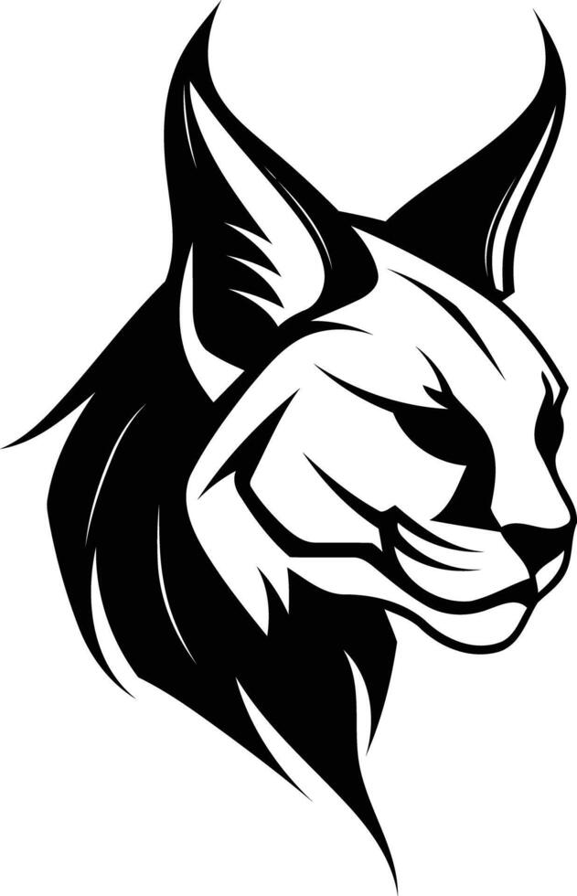 A black and white cat head with long ears vector