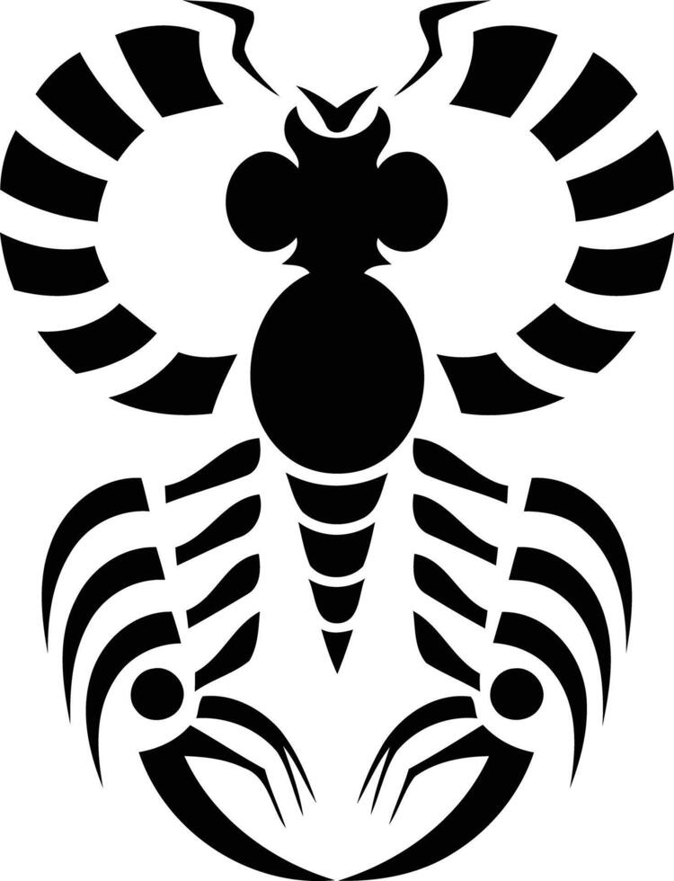 A scorpion tattoo design with a black and white background vector