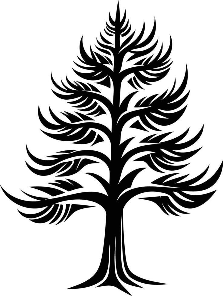 A black and white tree with a large trunk vector