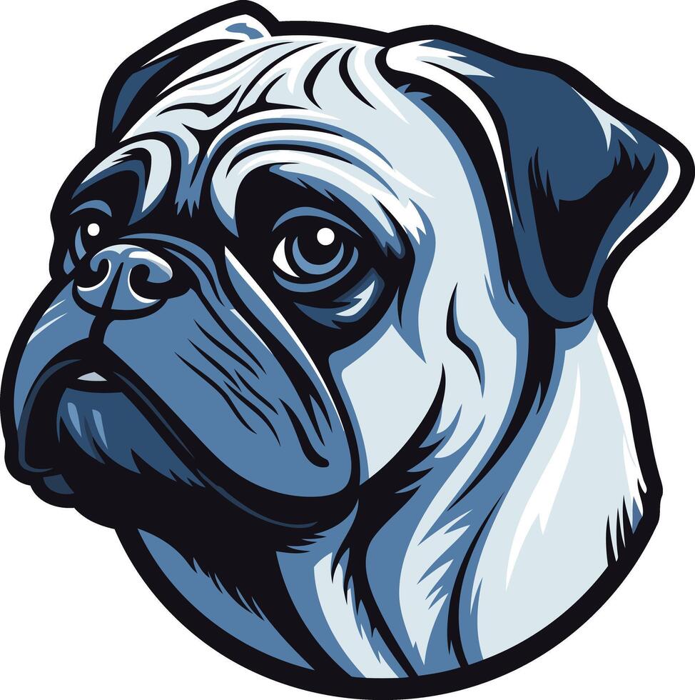 A pug dog head with a blue background vector