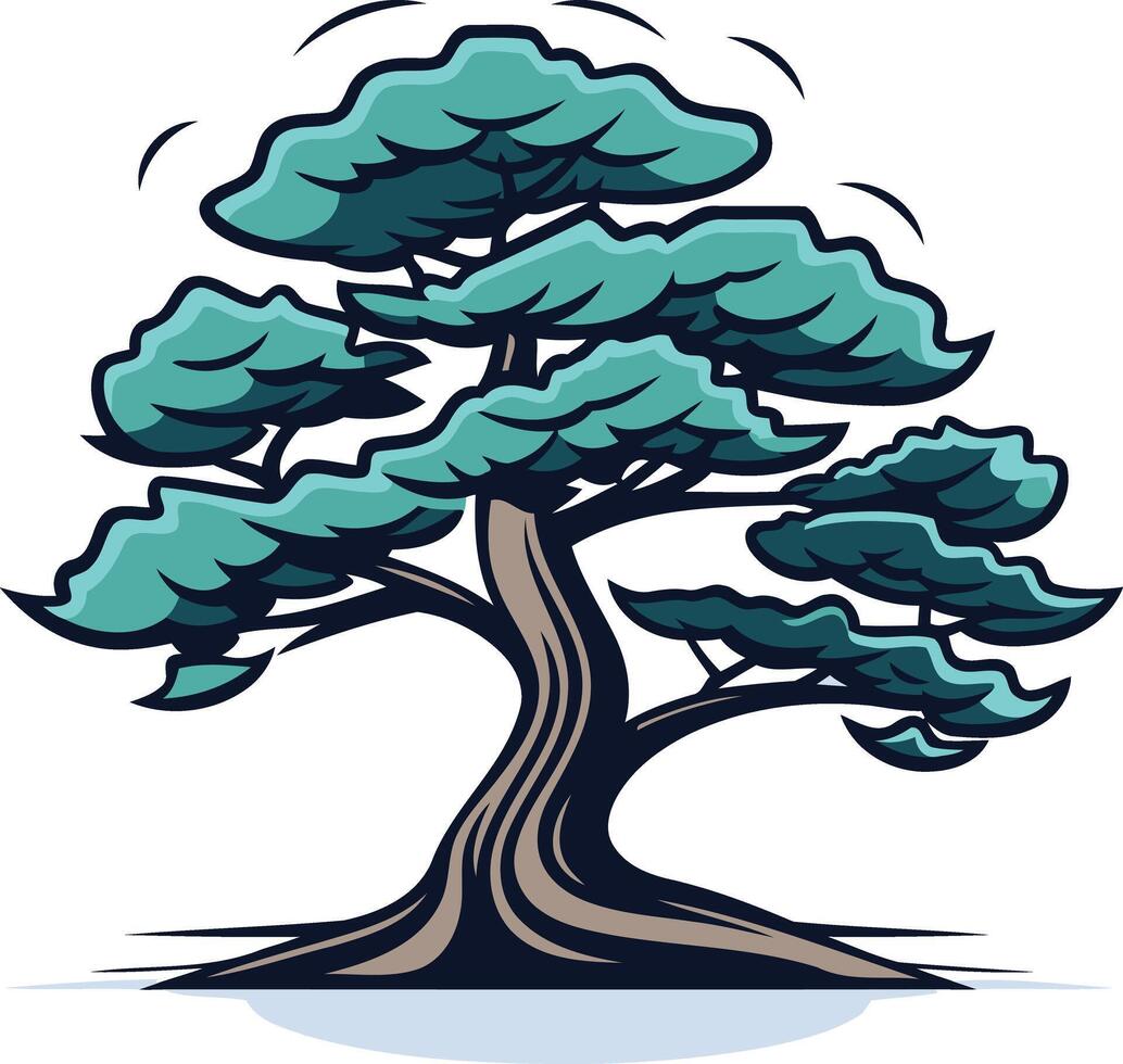 A cartoon tree with leaves and branches vector