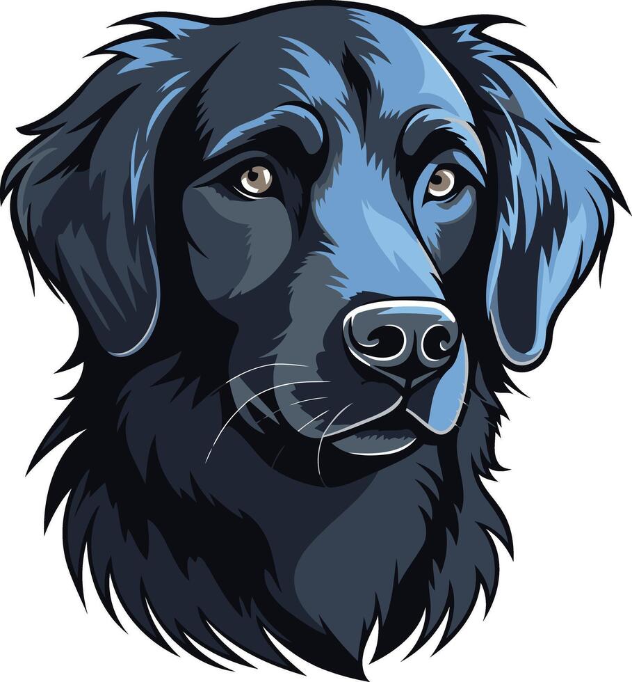 Black labrador retriever dog head illustration vector