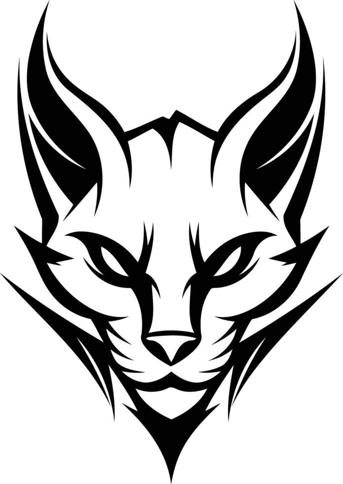 A cat head with horns and a black outline vector