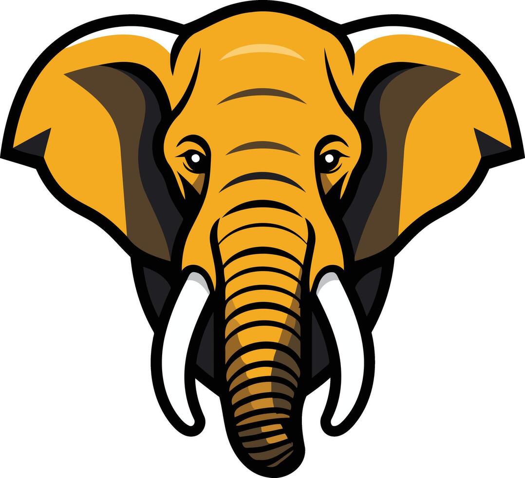An elephant head with tusks on a white background vector