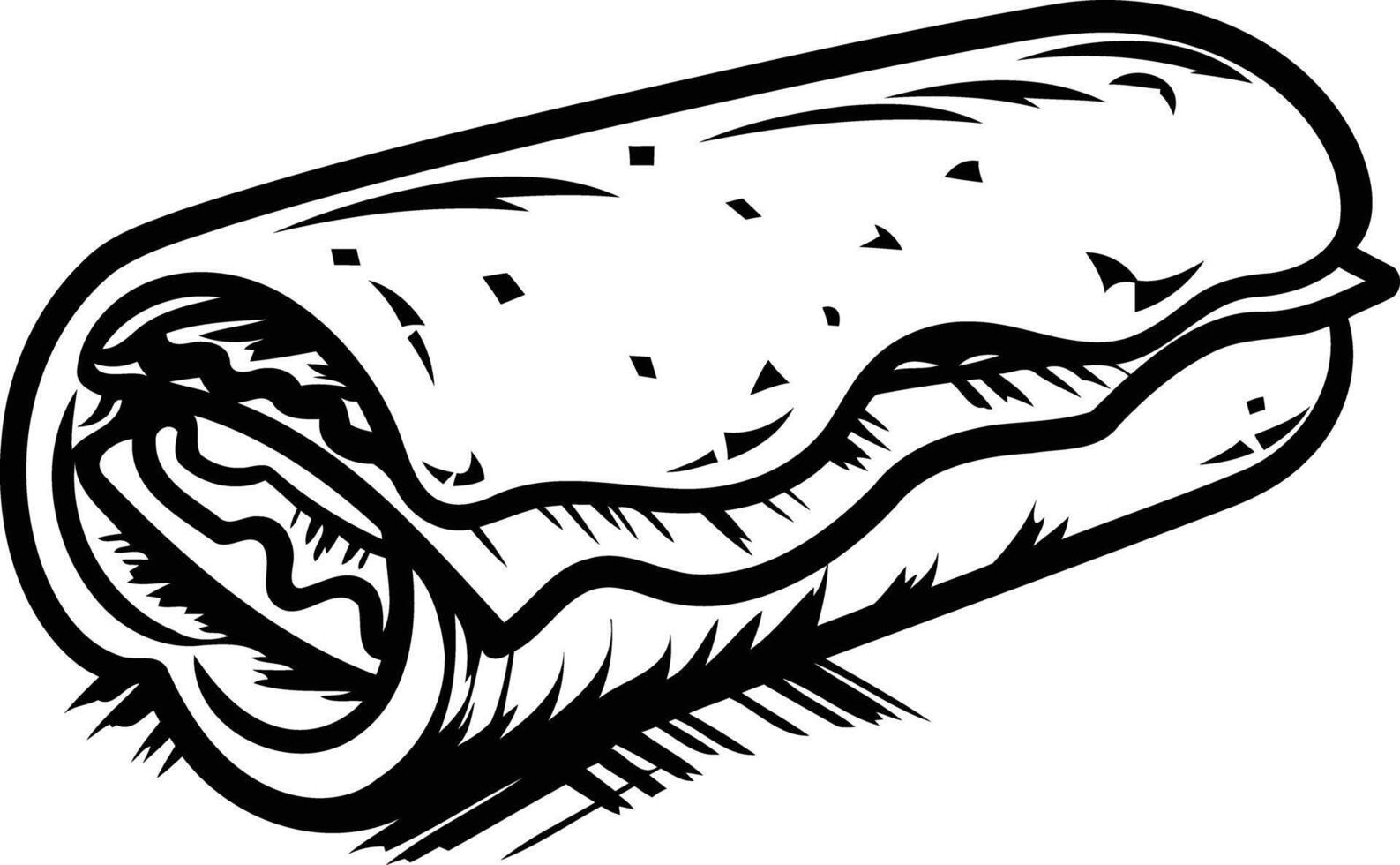 A black and white drawing of a sandwich vector