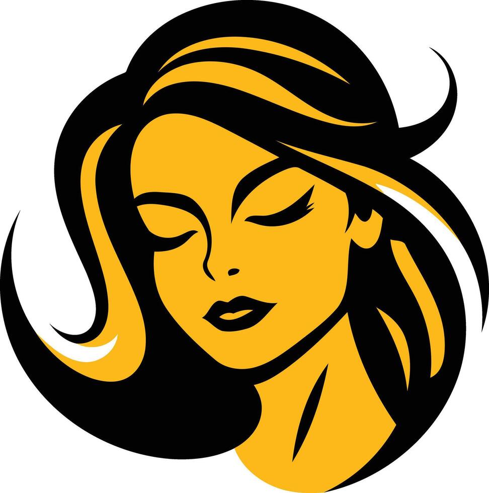A woman's face with long hair and eyes closed vector