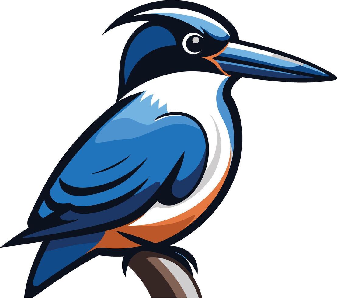 A blue and white bird sitting on a branch vector