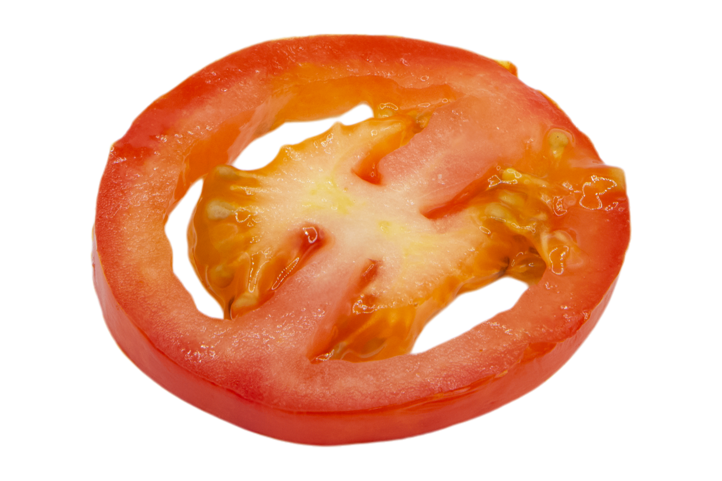 one slice of fresh tomato on transparent background png
