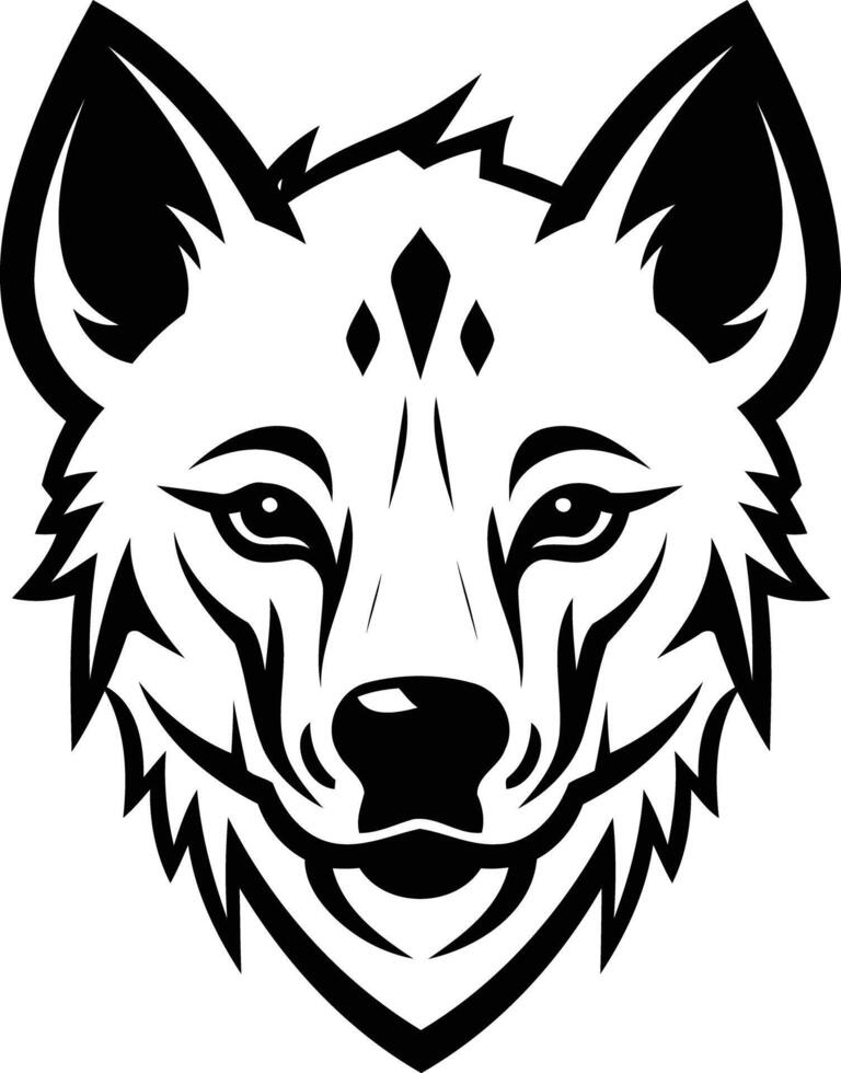 A black and white hyena head with a white background vector