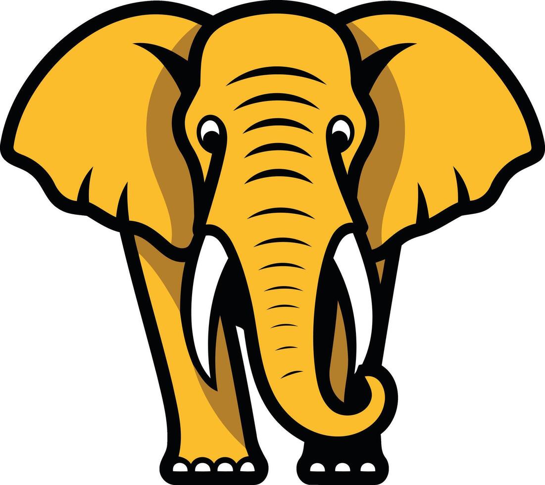An elephant with tusks standing in front of a white background vector